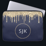 Monogram für personalisiertes Gold Navy Blue Glitz Laptopschutzhülle<br><div class="desc">Personalisiertes Gold und Navy Blue Imitats Glitzer und Sparkle Elegant Mit Monogramm Initials Case. Dieser Fall kann so angepasst werden,  dass er Ihren Anfangs- und Vornamen enthält.</div>