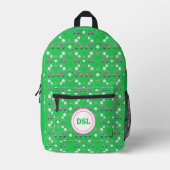Monogram für Pink Diamond Golf Floral Designs Bedruckter Rucksack (Vorderseite)
