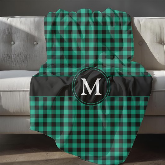 Monogram für Rustikal Green Kariert Karos Fleecedecke