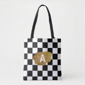 Monogram für Schwarz-Weiß-Schachgold-Abzeichen Tasche (Vorderseite)