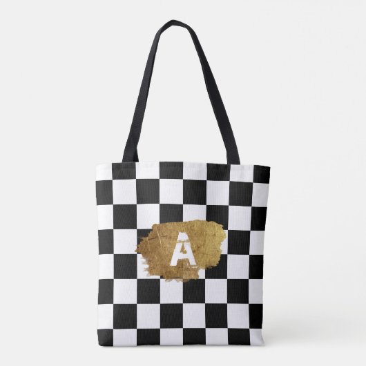 Monogram für Schwarz-Weiß-Schachgold-Abzeichen Tasche (Rückseite)