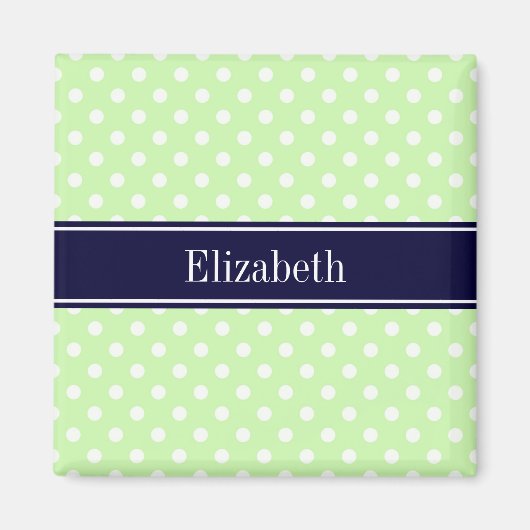 Monogram für Sellerie und White Polka Dots Navy Magnet (Vorne)