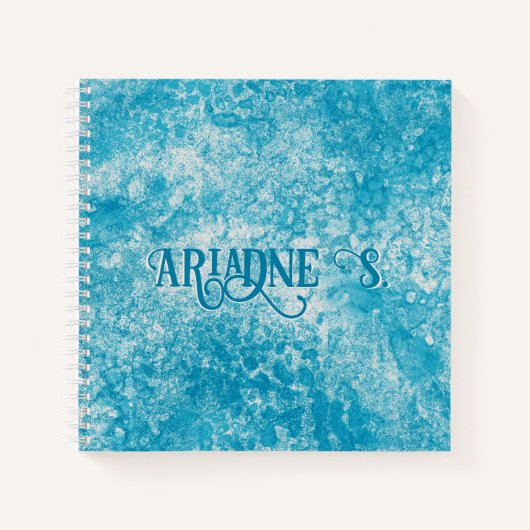 Monogram für Sky Blue & White Coral Texture Notizblock (Vorderseite)