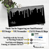 Monogram für Sparkle-Glitzer-Tropfen in Schwarz-Si Schreibtischunterlage