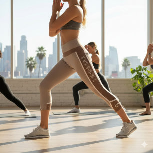 Monogram für Sportive Mocha Mousse Geometric Strip Capri Leggings