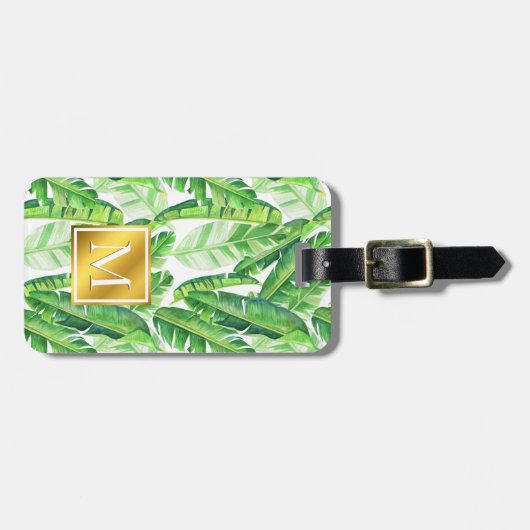 Monogram für tropische Palm-Blätter Gepäckanhänger (Vorderseite horizontal)