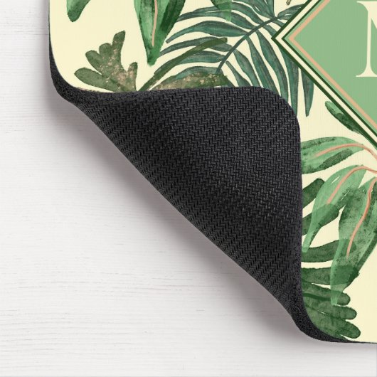 Monogram für tropische Palm-Blätter Mousepad (Ecke)