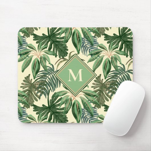 Monogram für tropische Palm-Blätter Mousepad (Mit Mouse)
