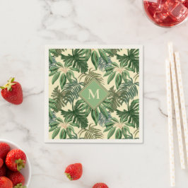 Monogram für tropische Palm-Blätter Serviette