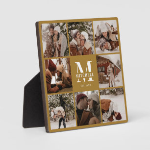 Monogram für Vintage Gold Custom Family Foto Colla Fotoplatte