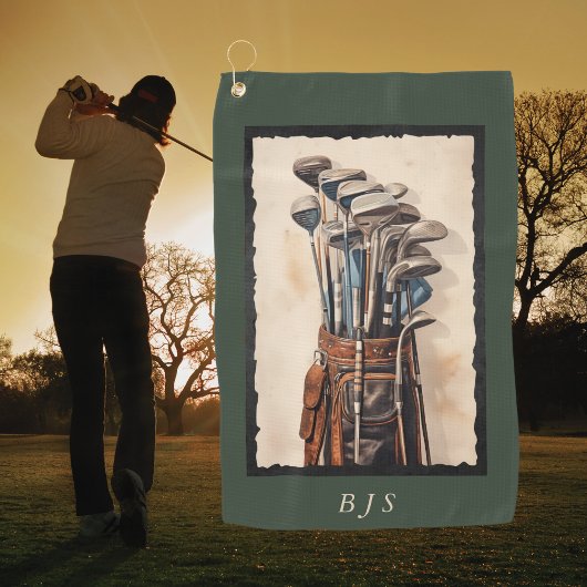 Monogram für Watercolor Golf Bags Golfhandtuch