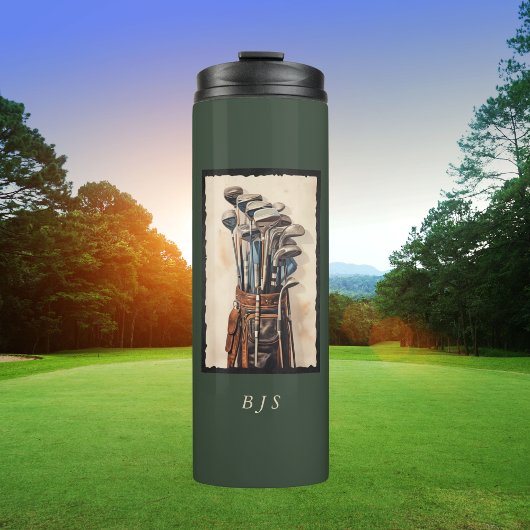 Monogram für Watercolor Golf Bags Thermosbecher