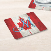 Monogram für Wiedersehen-Flag der Canada-Familie Rechteckiger Pappuntersetzer (angewinkelt)