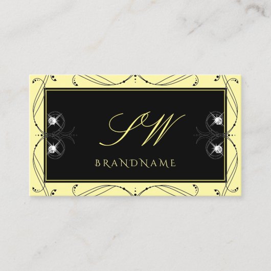 Monogram für Zierschwarze Creme Visitenkarte (Vorderseite)