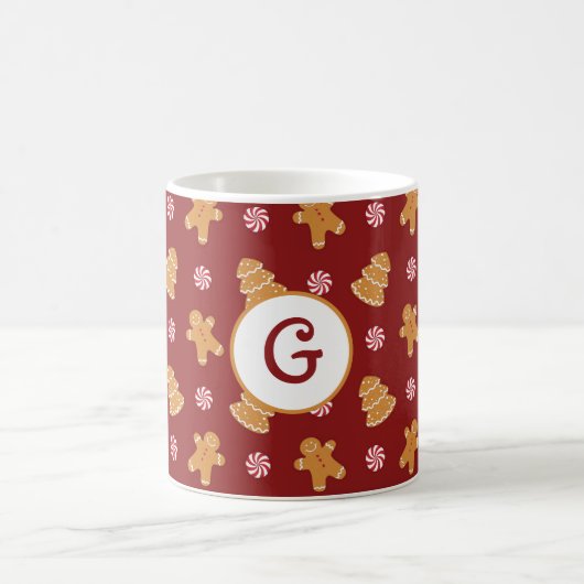 Monogram 'G' Gingerbrot Cookie Weihnachtsweihnacht Kaffeetasse (Mittel)