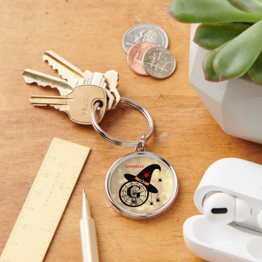 Monogram G Halloween Sky Hexenspinnen Name Schlüsselanhänger (Schreibtisch)