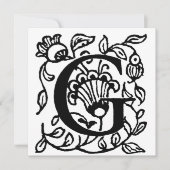 Monogram G Initial Black and White Floral Pattern (Vorderseite)