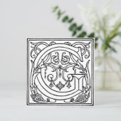 Monogram G Initial Black and White Floral Pattern (Stehend Vorderseite)