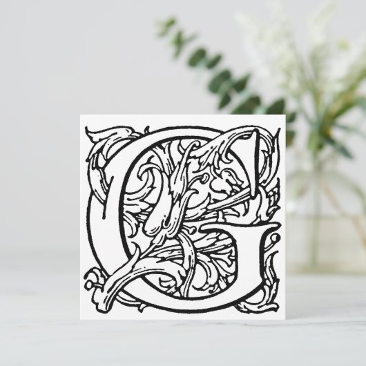 Monogram G Initial Black and White Floral Pattern (Stehend Vorderseite)