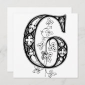 Monogram G Initial Black and White Floral Pattern (Vorne/Hinten)