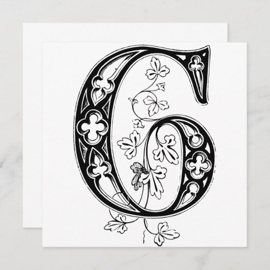 Monogram G Initial Black and White Floral Pattern (Vorne/Hinten)