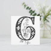 Monogram G Initial Black and White Floral Pattern (Stehend Vorderseite)