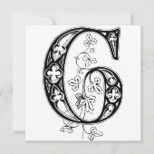 Monogram G Initial Black and White Floral Pattern (Vorderseite)