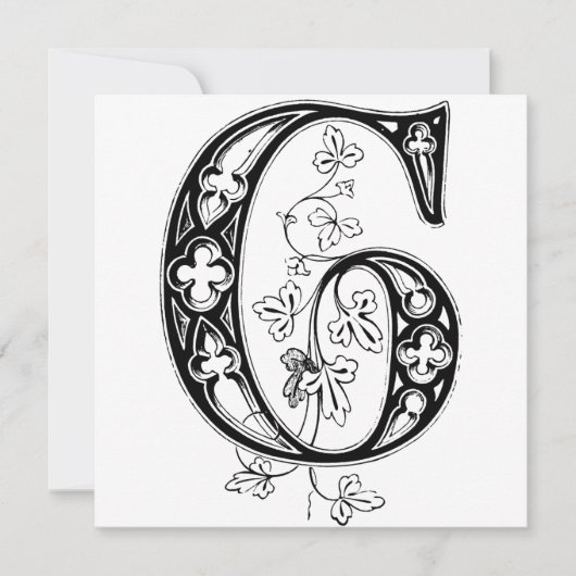 Monogram G Initial Black and White Floral Pattern (Vorderseite)