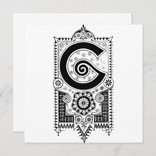 Monogram G Initial Black and White Floral Pattern (Vorne/Hinten)