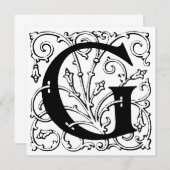 Monogram G Initial Black and White Floral Pattern (Vorne/Hinten)