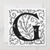 Monogram G Initial Black and White Floral Pattern (Vorderseite)
