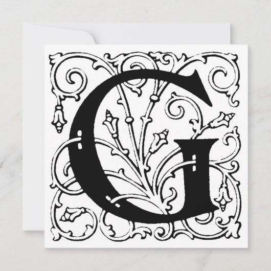 Monogram G Initial Black and White Floral Pattern (Vorderseite)