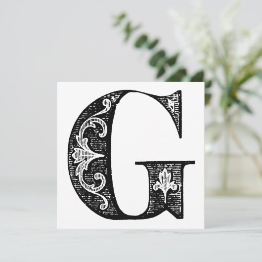 Monogram G Initial Black and White Floral Pattern (Stehend Vorderseite)