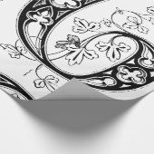 Monogram G Initial Black and White Floral Pattern Geschenkpapier (Ecke)
