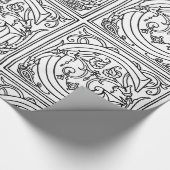 Monogram G Initial Black and White Floral Pattern Geschenkpapier (Ecke)