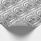Monogram G Initial Black and White Floral Pattern Geschenkpapier (Ecke)