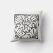Monogram G Initial Black and White Floral Pattern Kissen (Rückseite)