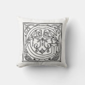 Monogram G Initial Black and White Floral Pattern Kissen (Vorderseite)