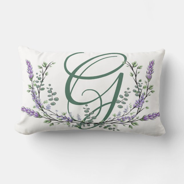 Monogram G Lavendel Eucalyptus Lendenkissen (Vorderseite)