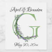 Monogram G Lavendel Eucalyptus Weinetikett (Einzelnes Label)