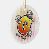 Monogram G Sock Monkey Keramik Ornament (Rechts)