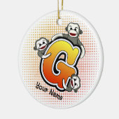 Monogram G Sock Monkey Keramik Ornament (Links)