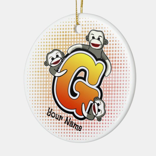 Monogram G Sock Monkey Keramik Ornament (Links)