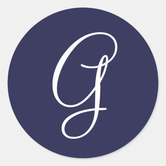 Monogram G, White on Navy Blue, Runder Aufkleber (Vorderseite)