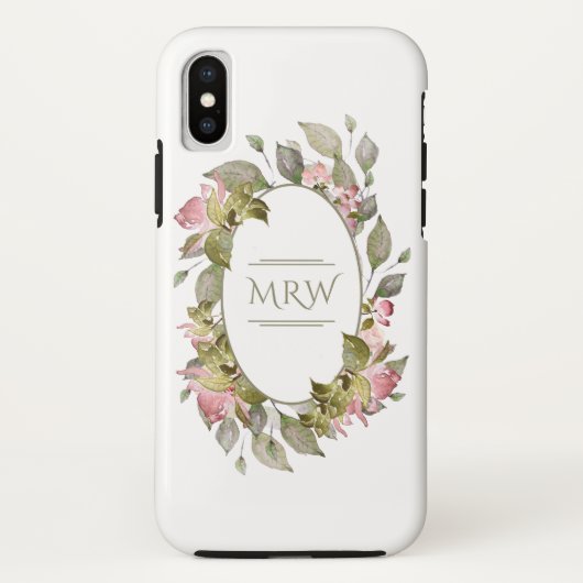 Monogram Garden Floral Case-Mate iPhone Hülle (Rückseite)