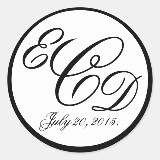Monogram-Gastgeschenk Hochzeit Runder Aufkleber (Vorderseite)