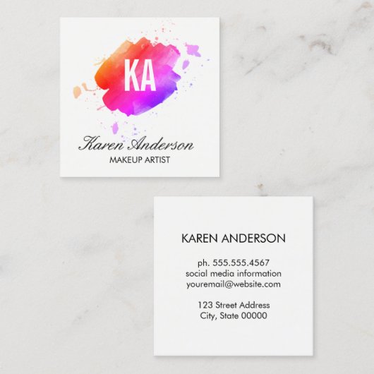 Monogram, gebürsteter Stylist Quadratische Visitenkarte (Vorne/Hinten)