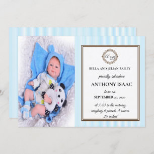 Monogram-Geburtshinweis Einladung