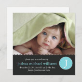 Monogram-Geburtshinweis Einladung (Vorne/Hinten)