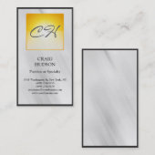 Monogram Gelb Button Muster Grau Visitenkarte (Vorne/Hinten)